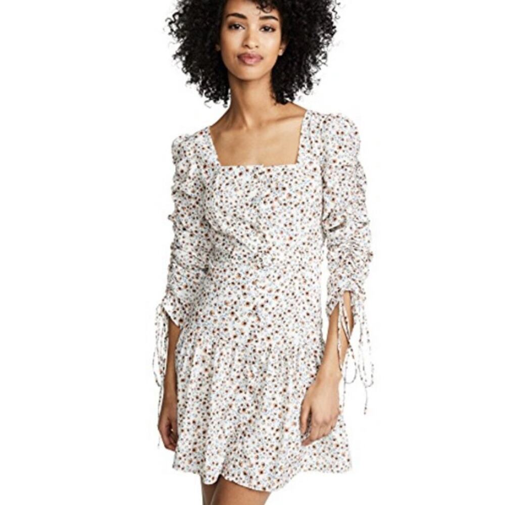 Nicholas Ruched Sleeve Button Front Mini Dress NWT